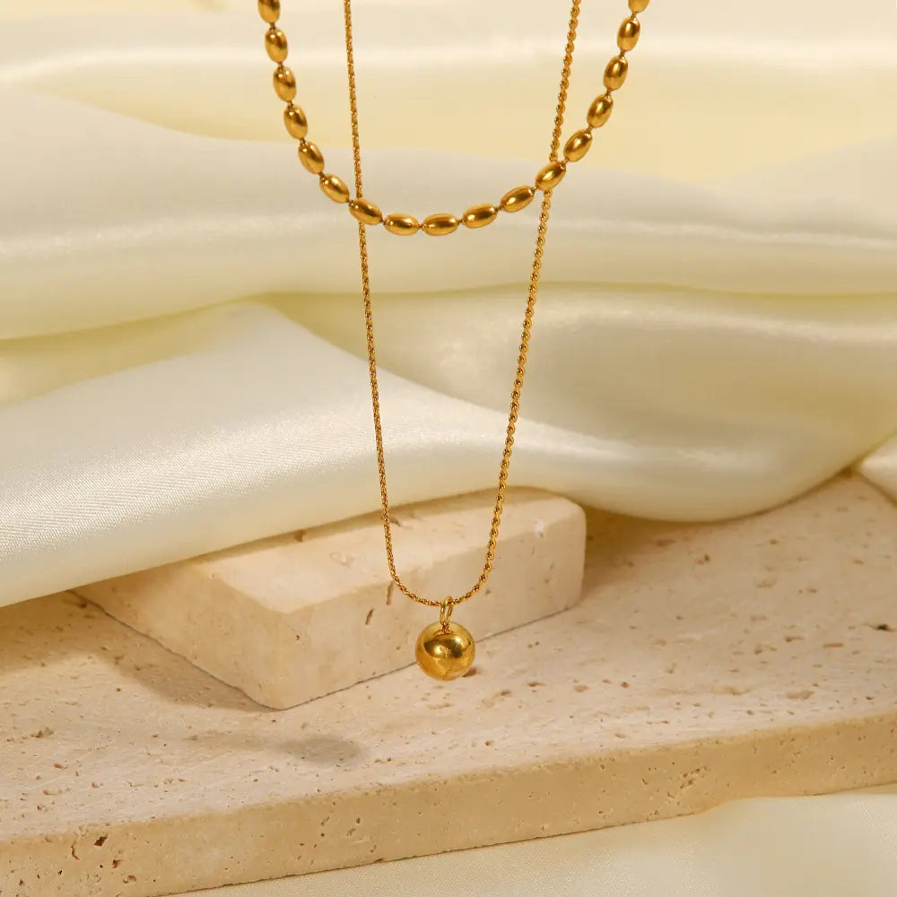 Double-Layer Ball Pendant Necklace