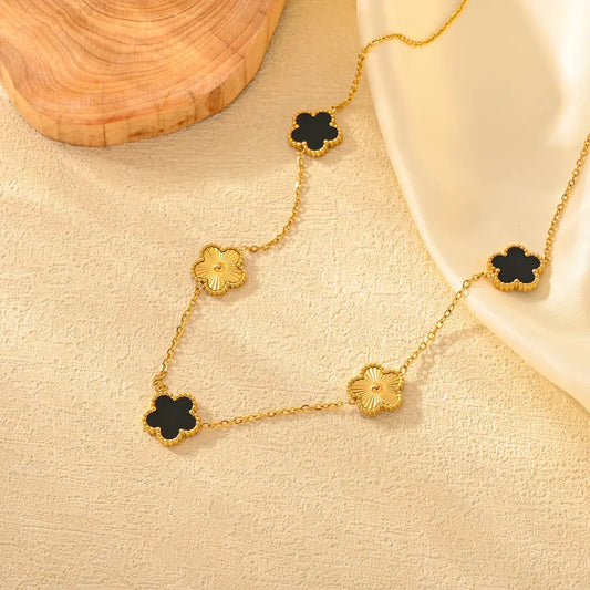 Black and Gold Clover Bracelet