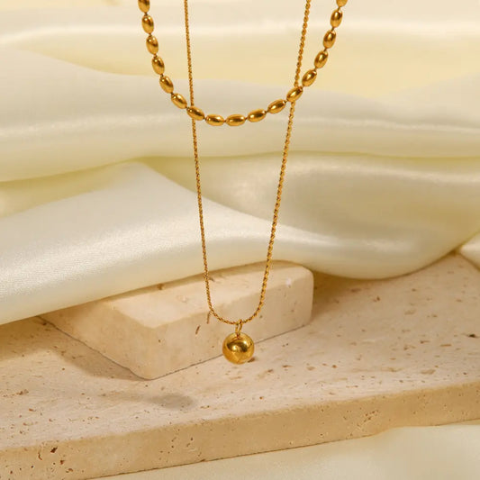 Double-Layer Ball Pendant Necklace