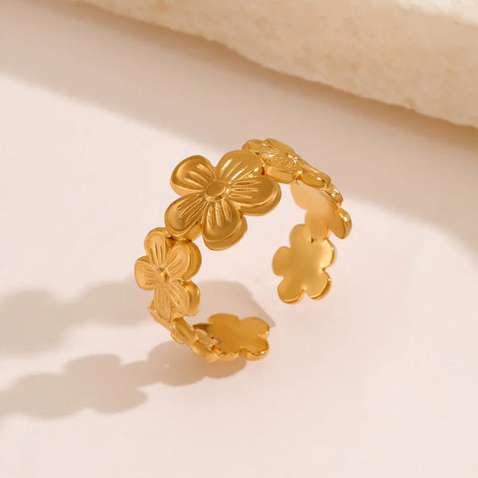 Floral Adjustable Band Ring